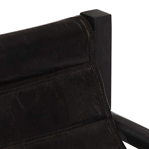 Tidyard Fauteuil de Relaxation | Fauteuil de Salon Vintage en Cuir Véritable Noir