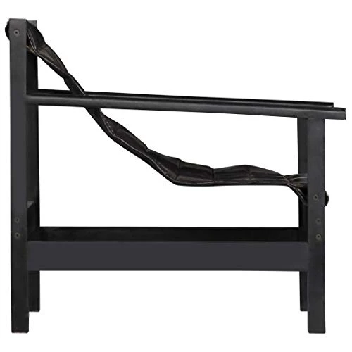 Tidyard Fauteuil de Relaxation | Fauteuil de Salon Vintage en Cuir Véritable Noir