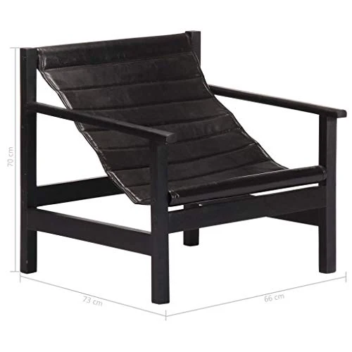 Tidyard Fauteuil de Relaxation | Fauteuil de Salon Vintage en Cuir Véritable Noir