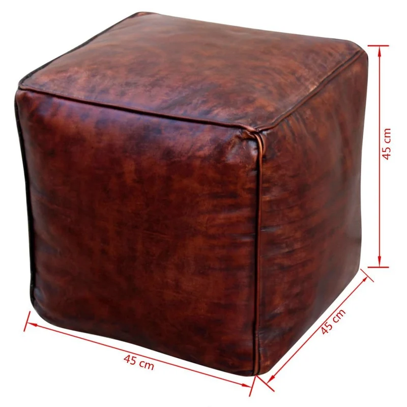 VidaXL 243426 Pouf en Cuir véritable pour Pouf 45 x 45 x 45 cm Taille Unique