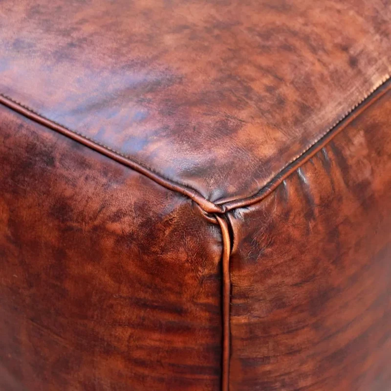 VidaXL 243426 Pouf en Cuir véritable pour Pouf 45 x 45 x 45 cm Taille Unique