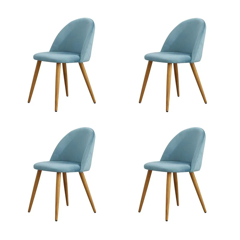 OFCASA Lot de 4 Chaises de Salle à Manger de Velours Chaise Cuisine rembourrée en Tissu Chaise avec Jambes en Métal Chaise Salle à Manger Restaurant Hôtel Meubles Lot de 4 Bleu Foncé Chaises