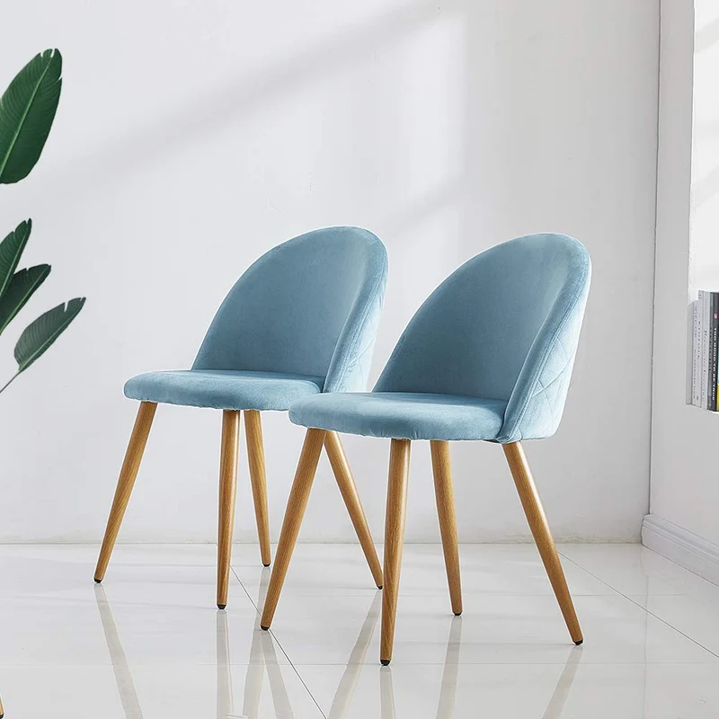 OFCASA Lot de 4 Chaises de Salle à Manger de Velours Chaise Cuisine rembourrée en Tissu Chaise avec Jambes en Métal Chaise Salle à Manger Restaurant Hôtel Meubles Lot de 4 Bleu Foncé Chaises