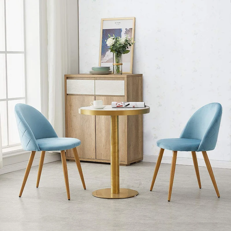 OFCASA Lot de 4 Chaises de Salle à Manger de Velours Chaise Cuisine rembourrée en Tissu Chaise avec Jambes en Métal Chaise Salle à Manger Restaurant Hôtel Meubles Lot de 4 Bleu Foncé Chaises