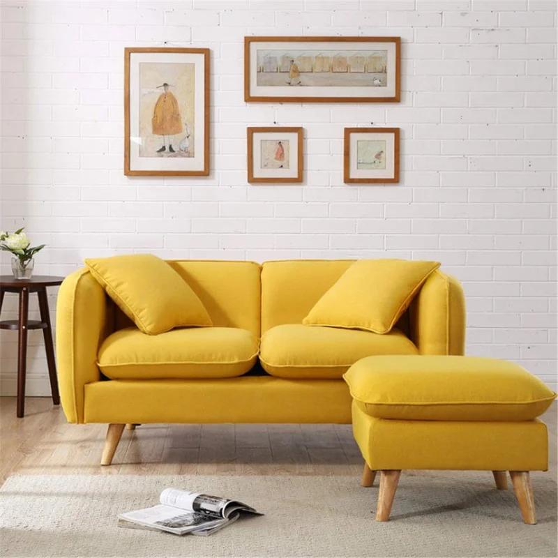 Canapé Paresseux Jambes en bois naturelles démontables de style nordique occasionnel de mode de dos / bras de sofa-lit faciles à se réunir Canapé Pliant Au Sol ( Color : Yellow , Size : Three person )