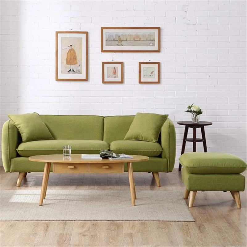 Canapé Paresseux Jambes en bois naturelles démontables de style nordique occasionnel de mode de dos / bras de sofa-lit faciles à se réunir Canapé Pliant Au Sol ( Color : Yellow , Size : Three person )