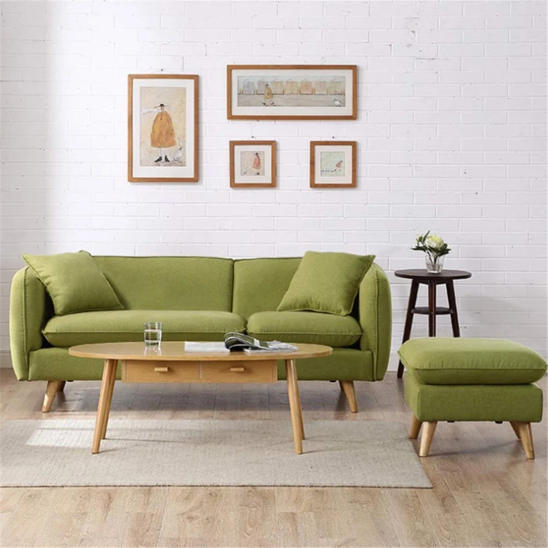 Canapé Paresseux Jambes en bois naturelles démontables de style nordique occasionnel de mode de dos / bras de sofa-lit faciles à se réunir Canapé Pliant Au Sol ( Color : Yellow , Size : Three person )