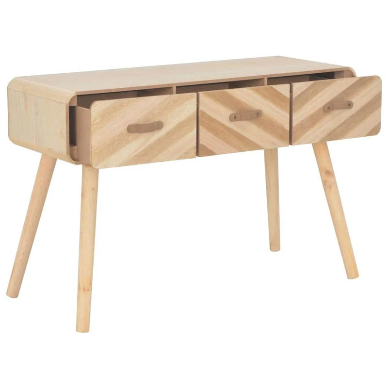 Tidyard Table Console | Table d'entrée | Table d'appoint avec 3 Tiroirs en Bois Massif 100 x 35 x 68 cm