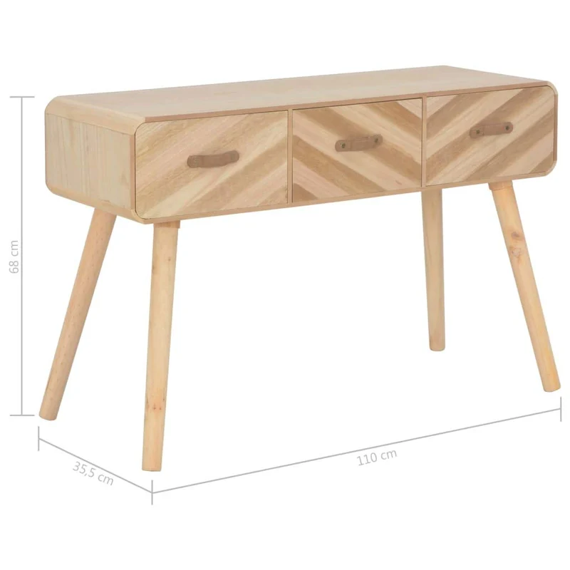 Tidyard Table Console | Table d'entrée | Table d'appoint avec 3 Tiroirs en Bois Massif 100 x 35 x 68 cm