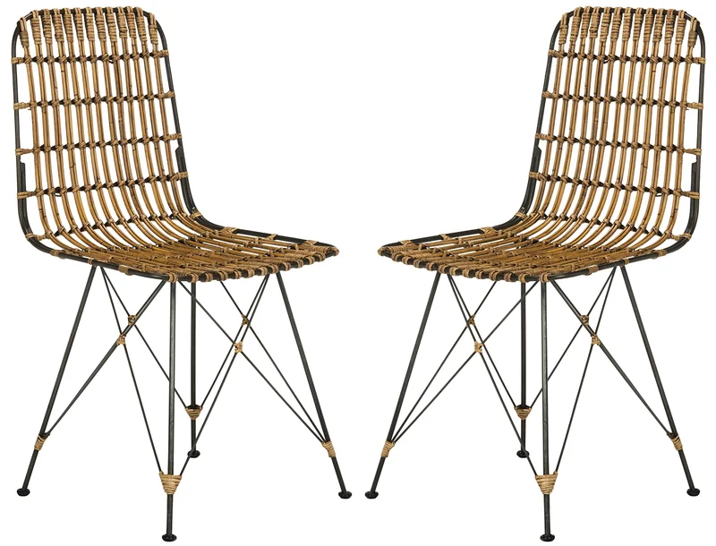 Safavieh Ensemble de 2 Chaises, Rotin, Naturel/Noir, 50 x 45 x 85,59 cm