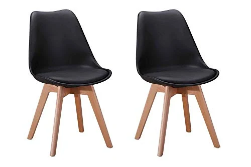 homemania Chaise Andromeda, Set de 2 chaises Noir en Bois et polyuréthane Meuble ameublement Design-per Maison, Bureau, Salon, Salle à Manger, cucina-tavolo, Hauteur Assise 47 cm
