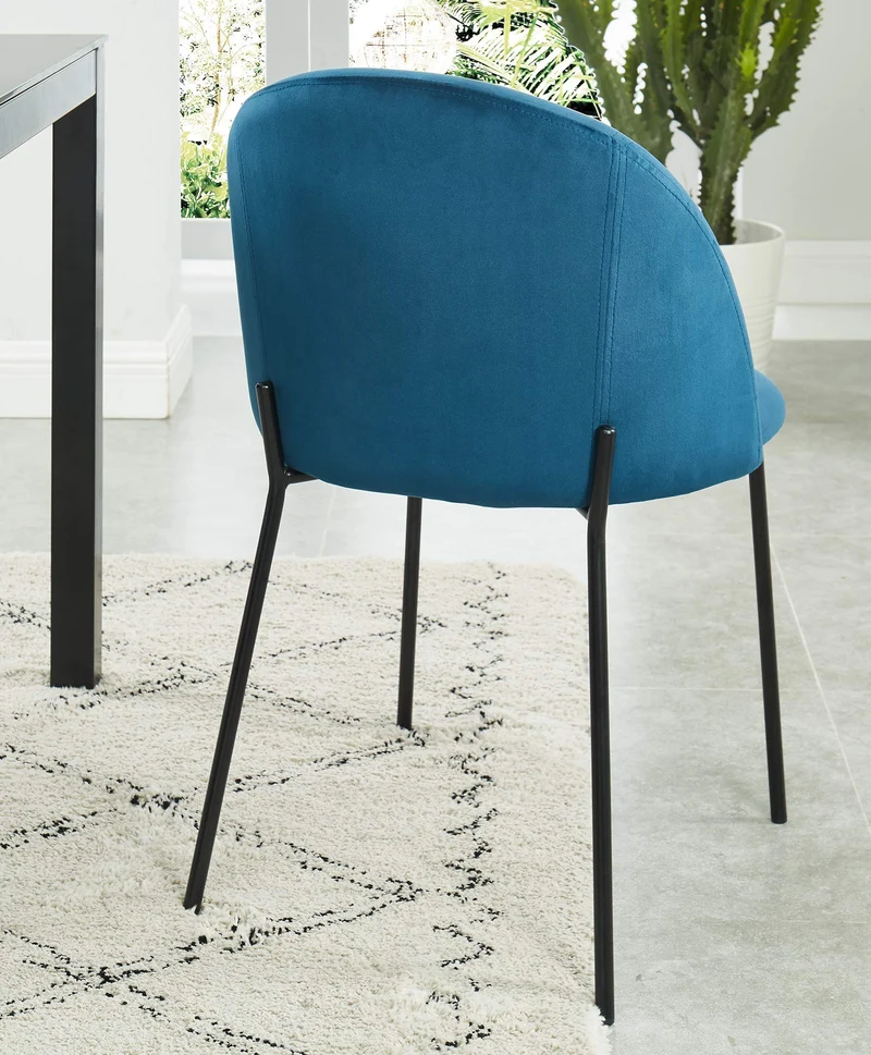 BAITA Brooklyn Chaise en Velours, Bleu Paon, h78cm