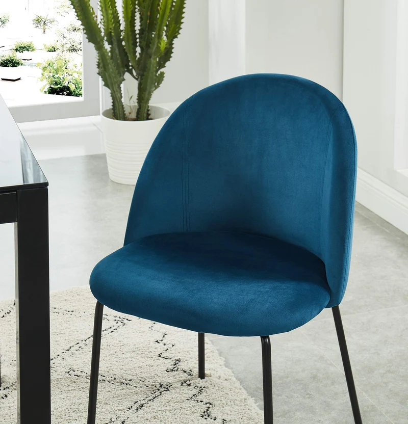 BAITA Brooklyn Chaise en Velours, Bleu Paon, h78cm