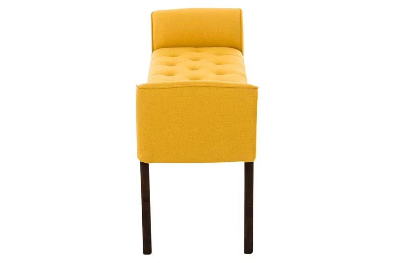 CLP Banquette Cleopatra Rembourrée Revêtement en Tissu - Chaise Longue avec Accoudoirs - Piétement en Bois - Banquette Capitonnée - Couleur: Jaune, Antique foncé