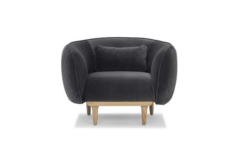 pib Fauteuil Arrondi Olson - Grand Confort d'assise, Matériaux Nobles | Une Forme enveloppante Qui procure Un Confort et Une esthétique Unique - Noir Graphite (L103 x H71 x P53 cm)