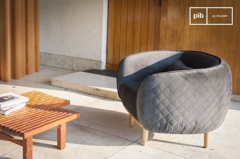 pib Fauteuil Arrondi Olson - Grand Confort d'assise, Matériaux Nobles | Une Forme enveloppante Qui procure Un Confort et Une esthétique Unique - Noir Graphite (L103 x H71 x P53 cm)