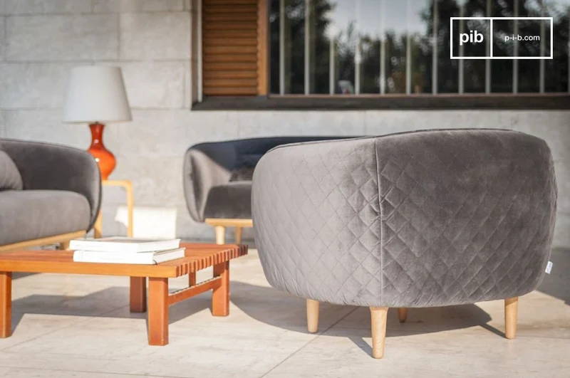 pib Fauteuil Arrondi Olson - Grand Confort d'assise, Matériaux Nobles | Une Forme enveloppante Qui procure Un Confort et Une esthétique Unique - Noir Graphite (L103 x H71 x P53 cm)