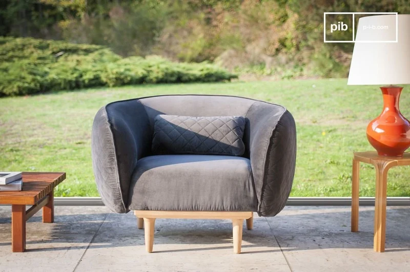 pib Fauteuil Arrondi Olson - Grand Confort d'assise, Matériaux Nobles | Une Forme enveloppante Qui procure Un Confort et Une esthétique Unique - Noir Graphite (L103 x H71 x P53 cm)