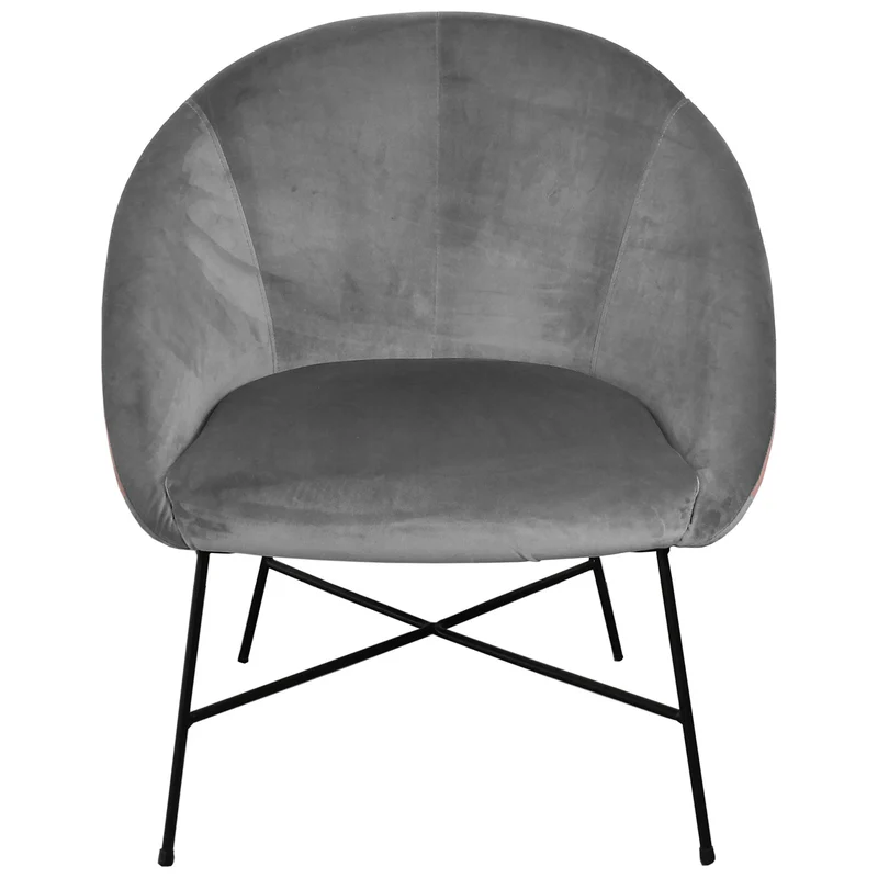 Nimara Fauteuil en velours | Fauteuil avec tissu en velours et accoudoirs | Fauteuil de salon avec confort et détente | Fauteuil de qualité en bleu, gris et rose