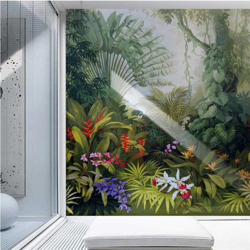 Wallpaper-YC Papier Peint intissé Décoration Murale Tableaux Muraux Tapisserie Photo Paysage de forêt Tropicale Humide, 366 × 254CM
