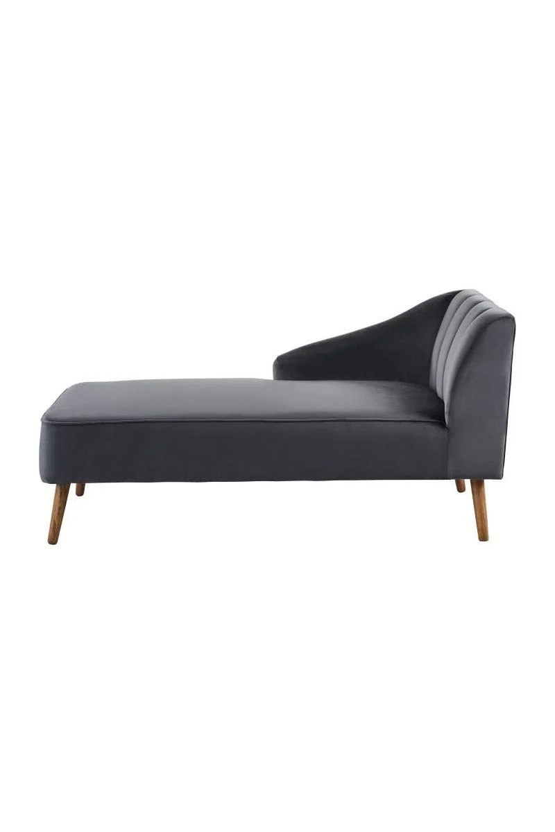 PAULINE Meridienne - Velours gris - Scandinave - L 154 x P 68 cm