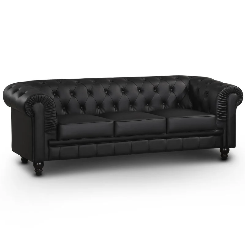 Canapé Chesterfield Noir 3 places