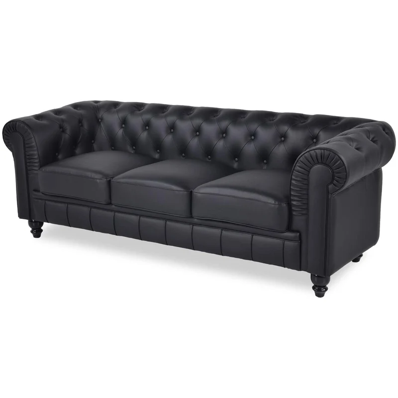 Canapé Chesterfield Noir 3 places