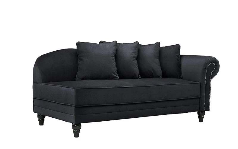 BHDesign Marie - Meridienne Moderne Antique - Velours - Coloris Noir