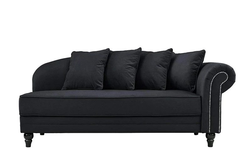 BHDesign Marie - Meridienne Moderne Antique - Velours - Coloris Noir