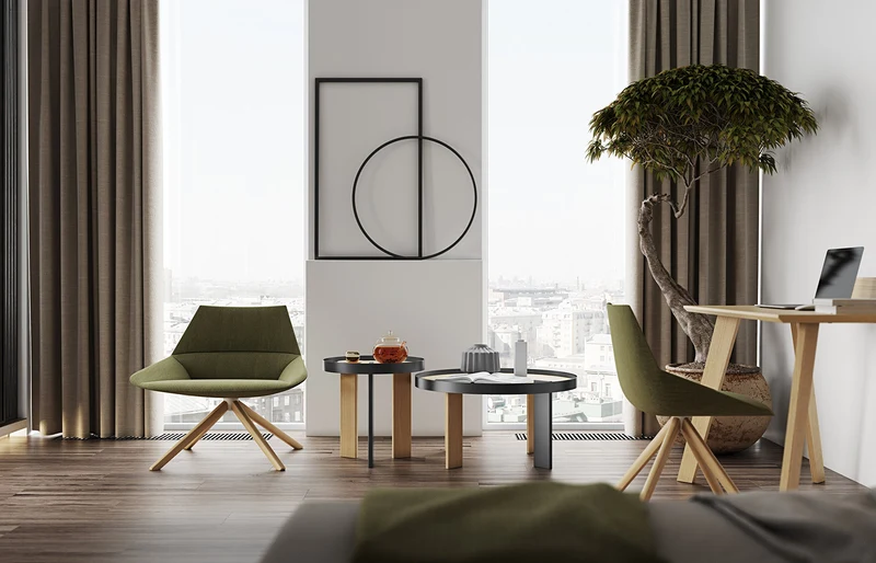 Delamaison Shibuya Table, Chêne, Multicolore, 80 x 80 x 42 cm