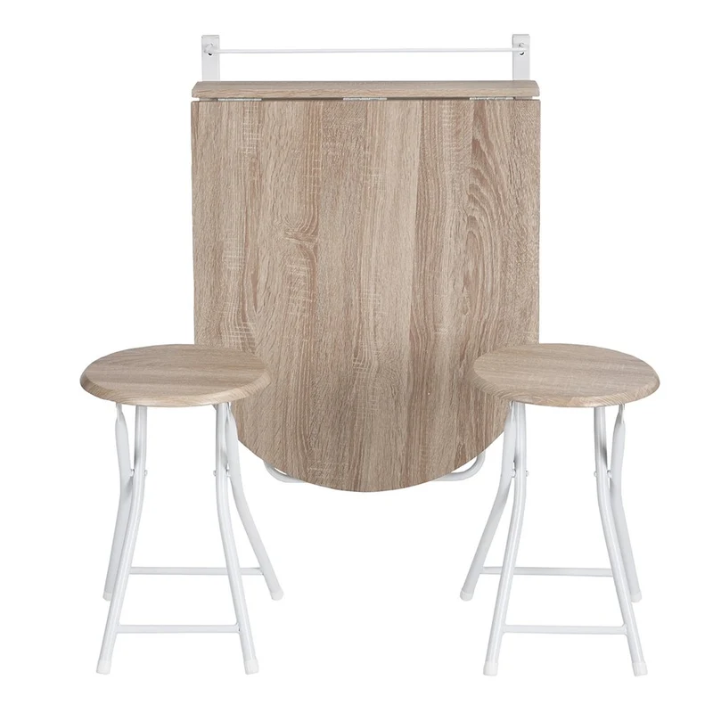 Table en bois à rabat rectangulaire Innovareds Sagittarius, pour la cuisine, la salle à manger, le bureau, le petit déjeuner et ensemble de tabourets pliants en hêtre