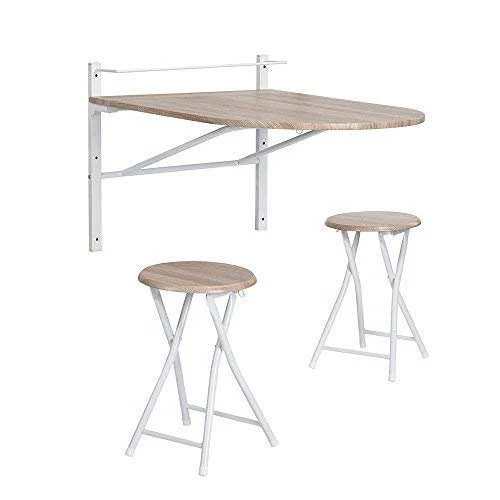 Table en bois à rabat rectangulaire Innovareds Sagittarius, pour la cuisine, la salle à manger, le bureau, le petit déjeuner et ensemble de tabourets pliants en hêtre
