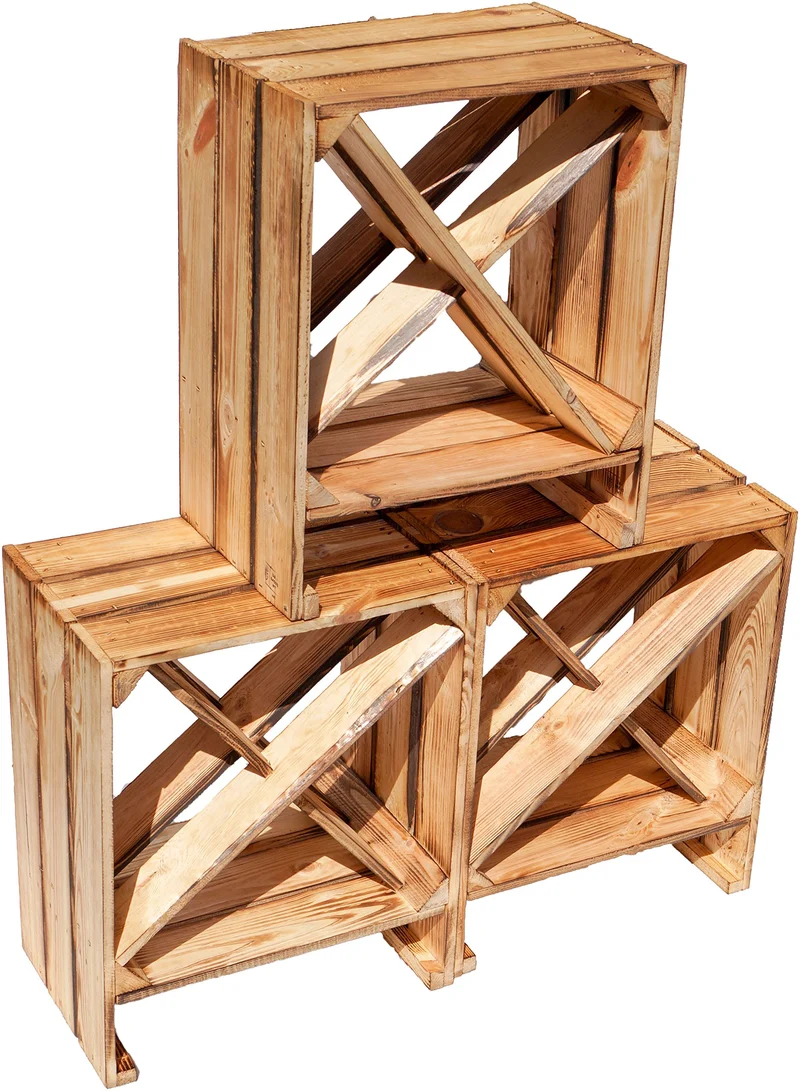 Kistenkolli Altes Land Étagère à vin Blanc/naturel 50 x 40 x 27 cm Caisse pour pommes Rangement de bouteilles Rangement pour journaux