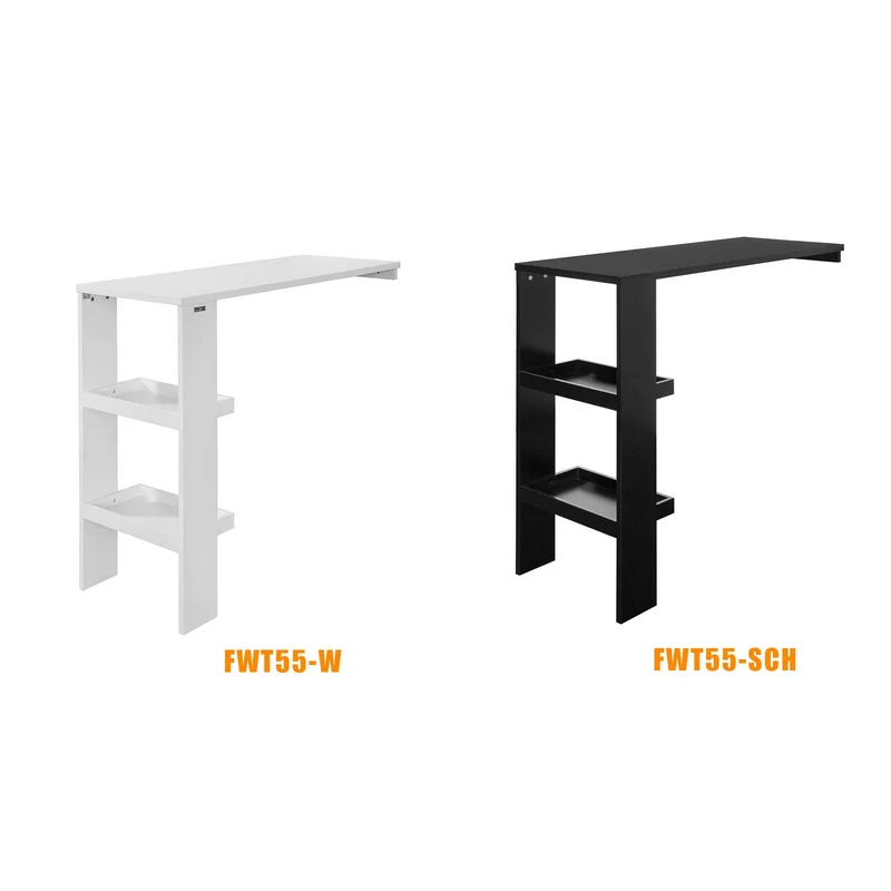SoBuy® FWT55-W Table de Bar Murale Table Haute de Bar Mange-Debout Cuisine avec 2 étagères de Rangement - Blanc