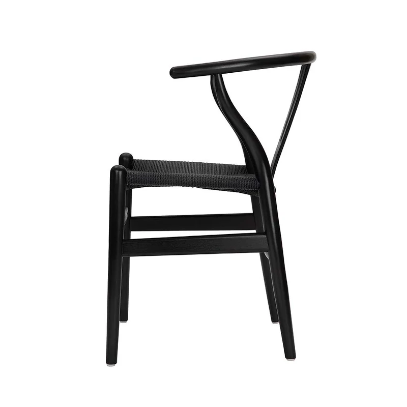 Wishbone Chaise Y en Bois Massif Chaise de Salle à Manger en rotin Naturel Beech-Black