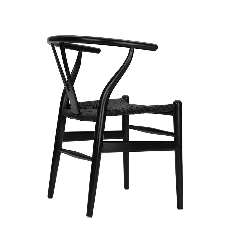 Wishbone Chaise Y en Bois Massif Chaise de Salle à Manger en rotin Naturel Beech-Black