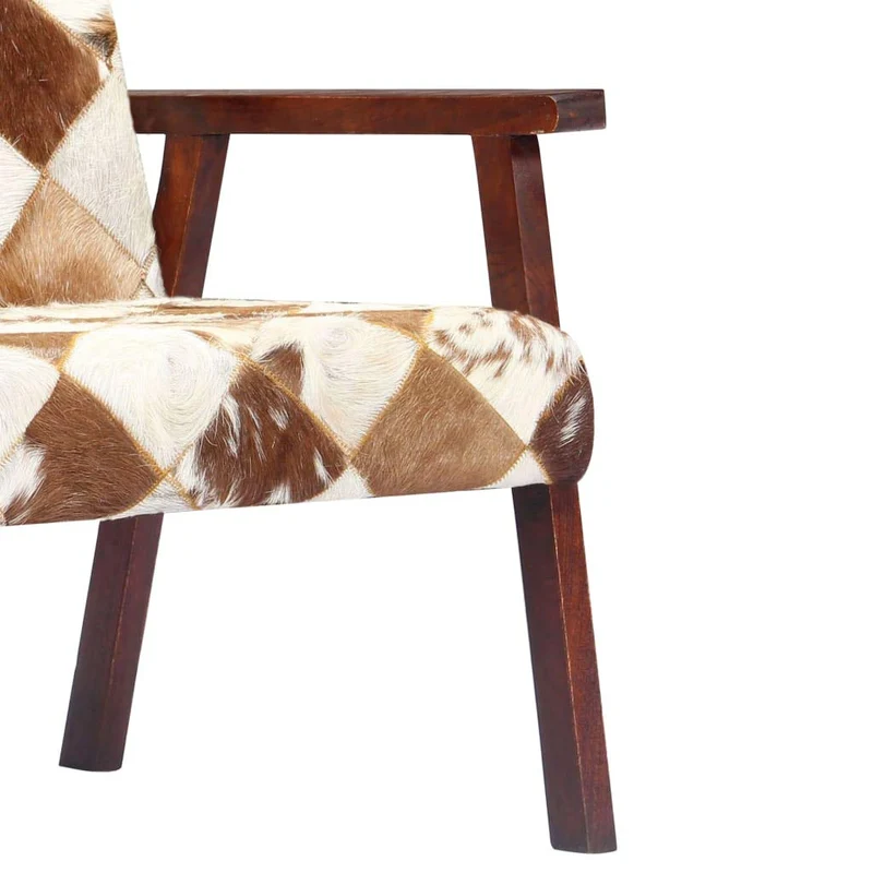 YiYueTrade Fauteuil Blanc et Marron Cuir véritable de chèvre