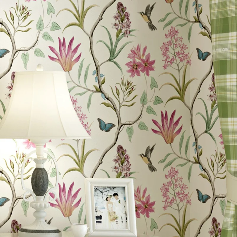 LianLe Papier Peint Forêt Mystique Fleurs Oiseaux Papillons Wall Papper Décoration Mural,A