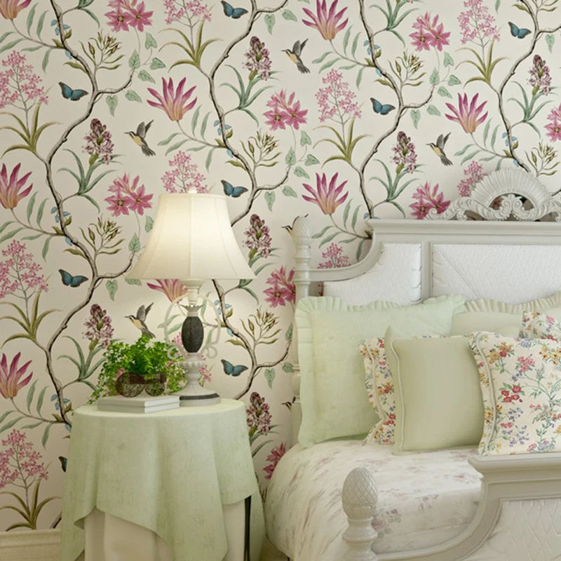 LianLe Papier Peint Forêt Mystique Fleurs Oiseaux Papillons Wall Papper Décoration Mural,A