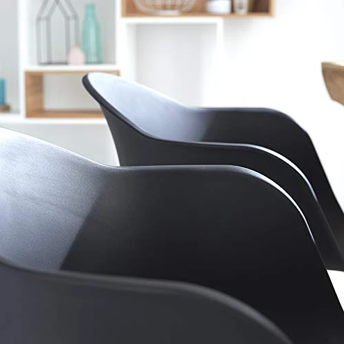 Damiware Romeo Lot de 2 chaises avec accoudoirs Tendance rétro Salle a Manger- (Noir)