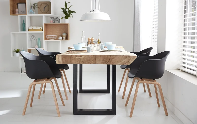 Damiware Romeo Lot de 2 chaises avec accoudoirs Tendance rétro Salle a Manger- (Noir)