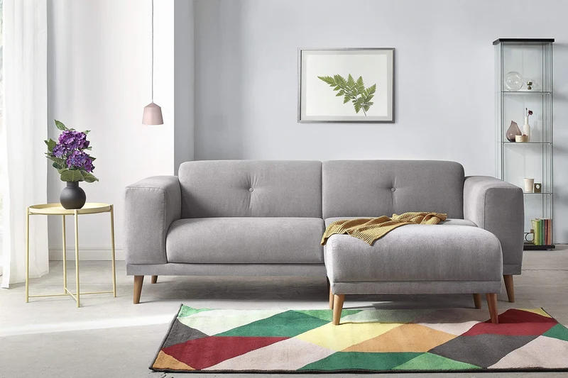 Bobochic LUNA Canapé de 3 places avec Pouf Gris Clair 225 x 93 x 77 cm