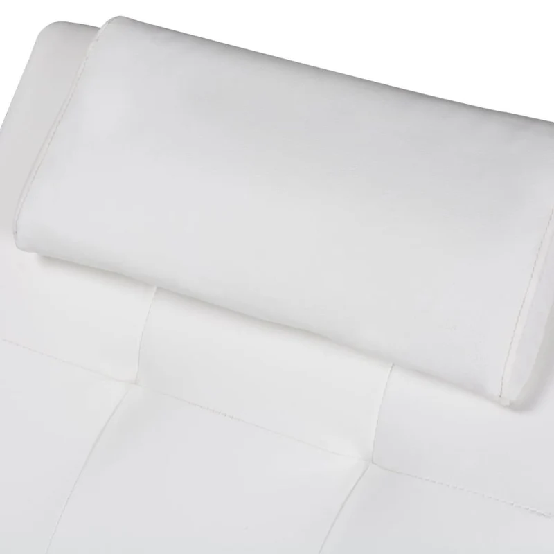 Tidyard Chaise Longue avec Coussin en Cuir Artificiel Construction Robuste 63,5 x 139 x 82 cm Blanc