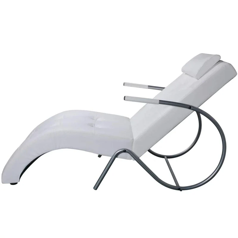 Tidyard Chaise Longue avec Coussin en Cuir Artificiel Construction Robuste 63,5 x 139 x 82 cm Blanc