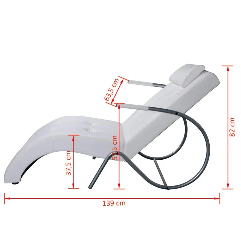 Tidyard Chaise Longue avec Coussin en Cuir Artificiel Construction Robuste 63,5 x 139 x 82 cm Blanc