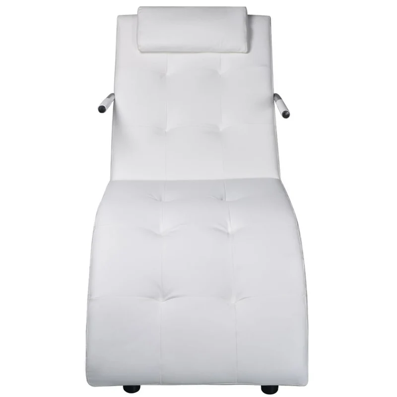 Tidyard Chaise Longue avec Coussin en Cuir Artificiel Construction Robuste 63,5 x 139 x 82 cm Blanc