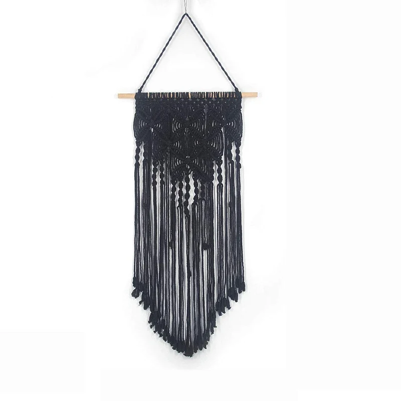 SADA72 Décoration Murale en macramé Faite à la Main pour Chambre à Coucher ou Salon, Noir, Taille Unique