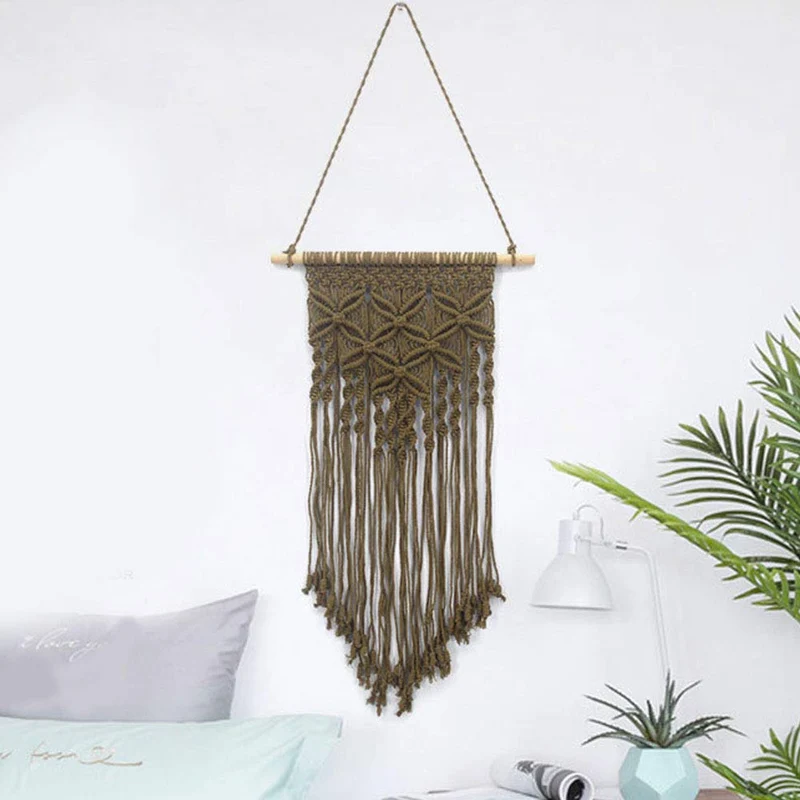 SADA72 Décoration Murale en macramé Faite à la Main pour Chambre à Coucher ou Salon, Noir, Taille Unique