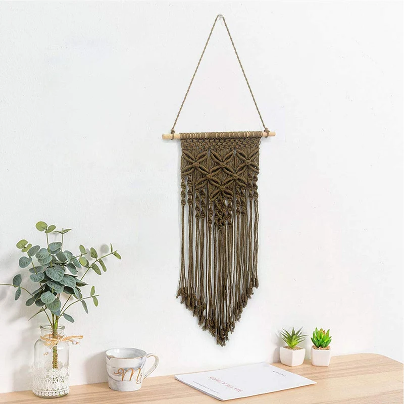 SADA72 Décoration Murale en macramé Faite à la Main pour Chambre à Coucher ou Salon, Noir, Taille Unique
