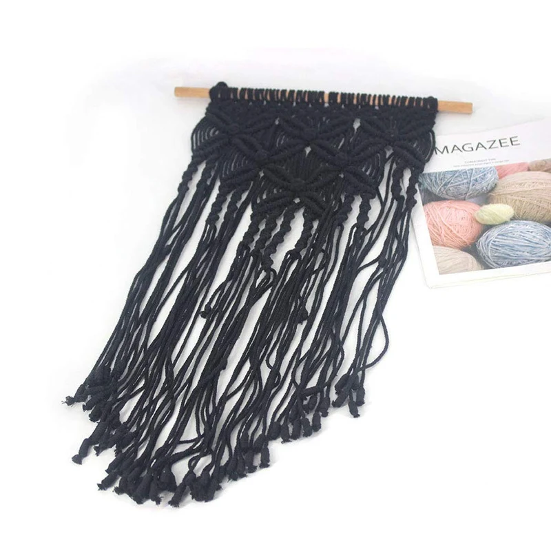 SADA72 Décoration Murale en macramé Faite à la Main pour Chambre à Coucher ou Salon, Noir, Taille Unique